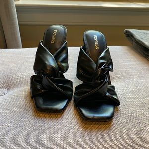 Never worn square toe twisted leather black heel